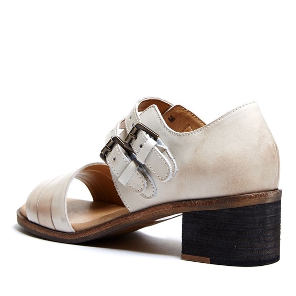 Distressed Leather Open Toe Buckled Mule Bootie - Picture 3 of 4